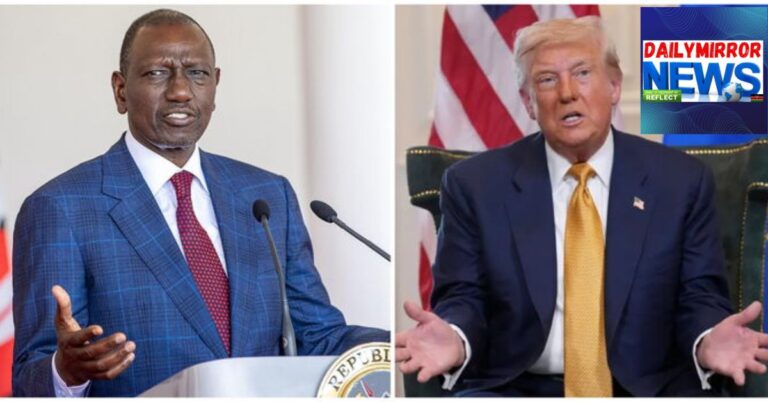 A collage of President William Ruto and U.S Head of State Donald Trump