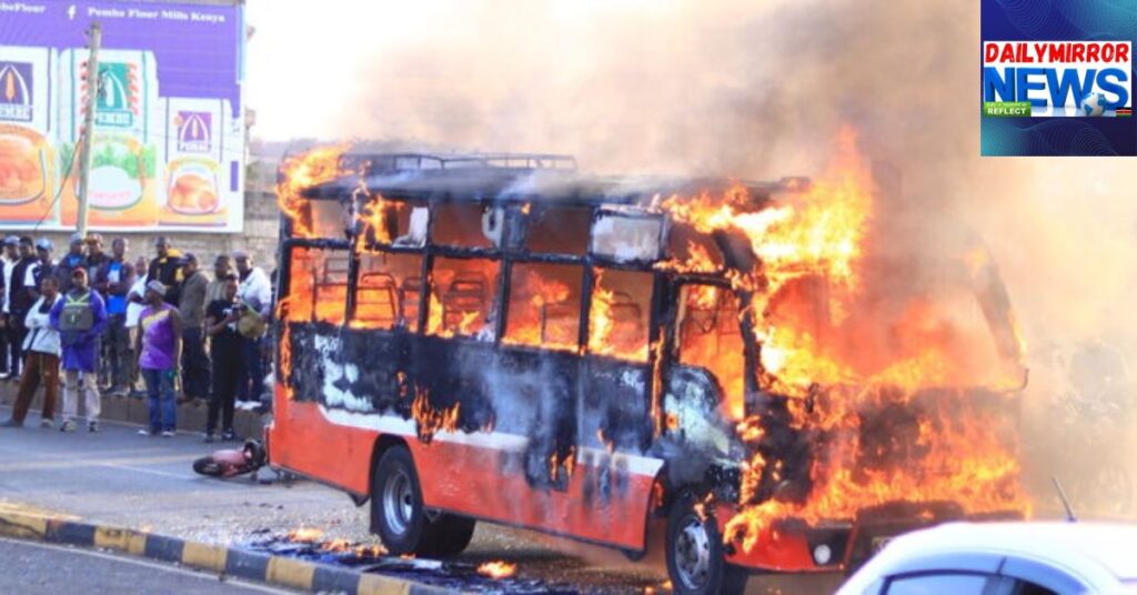 Angry Residents Torch Super Metro Bus After Fatal Accident on Thika Superhighway