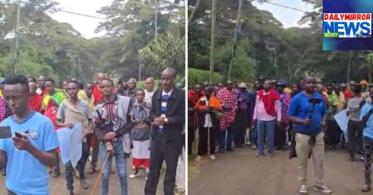 A group of Kajiado residents protest outside Raila Odinga's home in Karen on Friday, September 26, 2025.