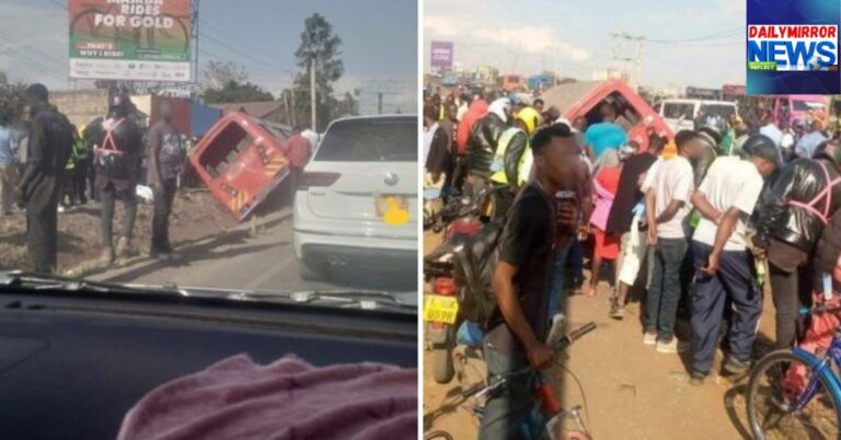 Nairobi residents gather around an accident scene along the Jogoo Road following a bus crash on Tuesday, September 9, 2025.