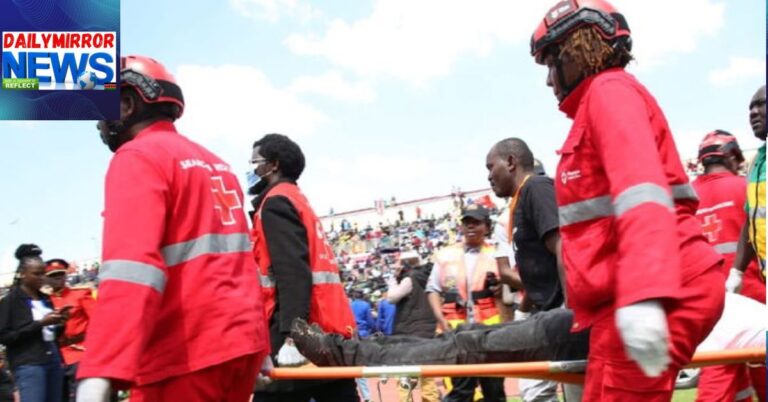 An image of the Kenya Red Cross team providing emergency service in Nyayo Stadium on October 18, 2025.