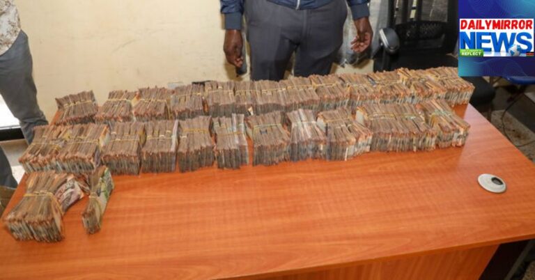 Money recovered by the DCI during a past operation in Nairobi on display.