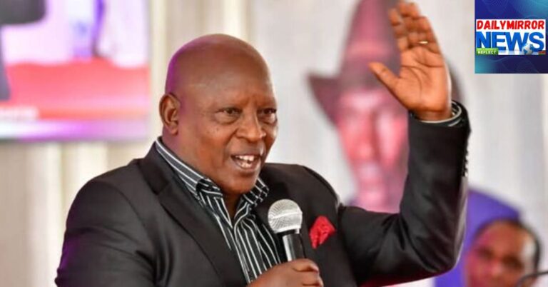 Nyeri governor Mutahi Kahiga speaking during a burial ceremony on Monday, February 10, 2025 in Laikipia County.