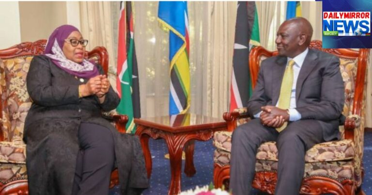 Kenyan President William Ruto (right) and Tanzanian President Samia Suluhu (left) speaking during a past engagement.