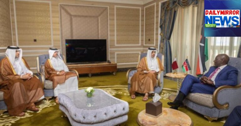 President William Ruto holding discussions with the Qatar Labour minister Ali bin Saeed bin Samikh Al Marri (immediate left) and his delegation at the sidelines of the United Nations Social Development Summit in Doha, Qatar on Wednesday, November 5, 2025.