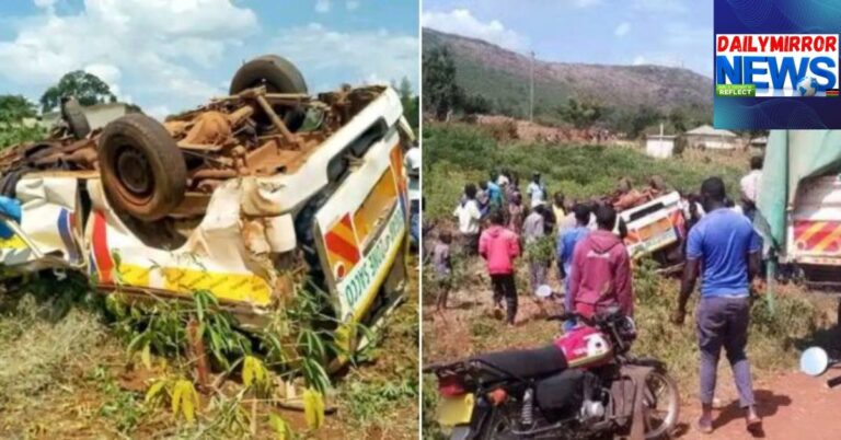 A collage of the wreckage of a passenger van that overturned in the Wakhungu area, of Nangina ward, Funyula constituency, Busia County, on December 5, 2025.