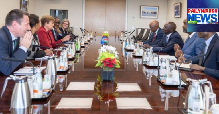President William Ruto, with a Kenyan delegation, during a meeting with the IMF board in Washington, DC, on December 3, 2025.