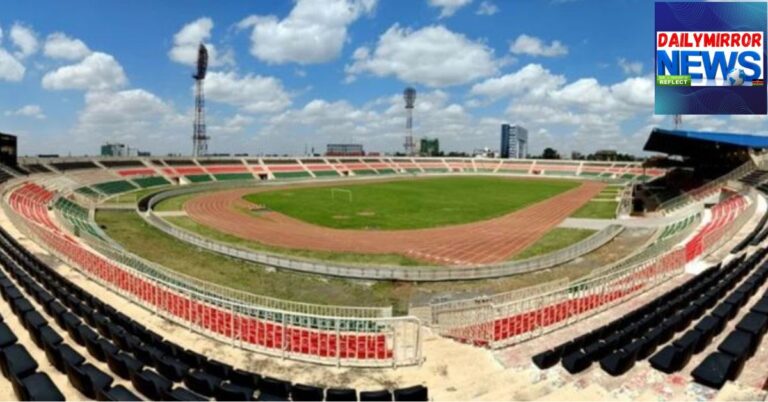 An aerial image of an empty Nyayo National Stadium.