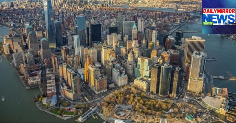 An aerial view of New York City in the US.