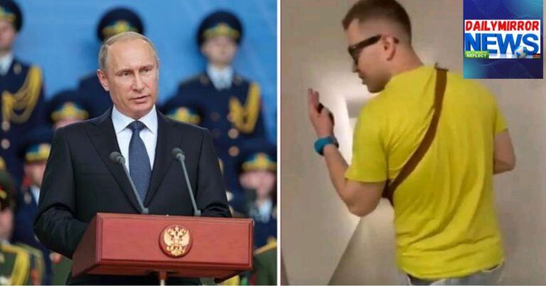Russian President Vladimir Putin (left) and the viral foreigner purported to be from Russia.