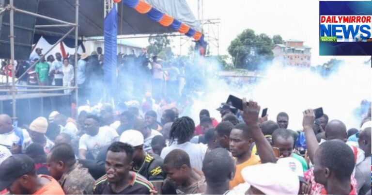 Teargas lobbed at the crowd in Kakamega during Sifuna's address at Amalemba grounds Kakamega County