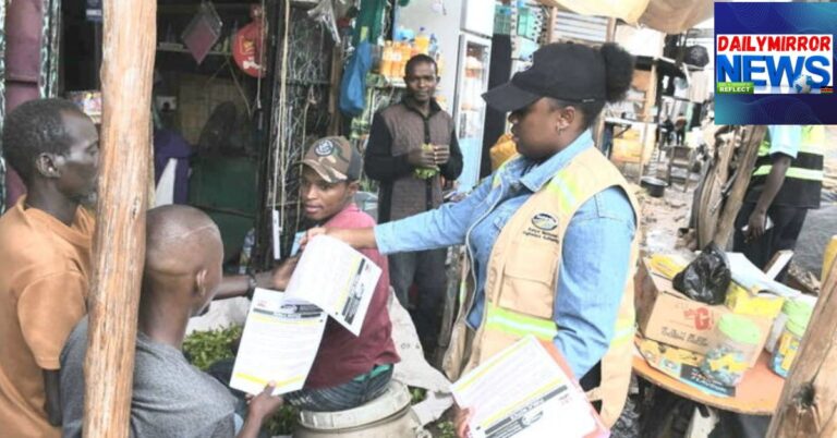 A Kenya National Highways Authority (KeNHA) official redistributing notices to traders along the Thika Superhighway on Thursday, March 5, 2026.