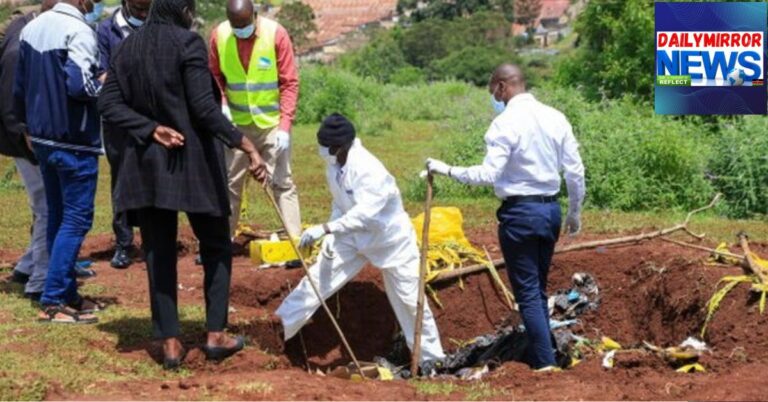 Detectives digging up a mass grave at Makaburini cemetery in Kericho on Wednesday, March 25, 2026.