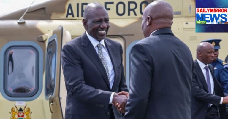 President William Ruto is being received by DP Kithure Kindiki at Emurua Dikkir ahead of the late Johana Ng'eno's burial on March 6, 2026.