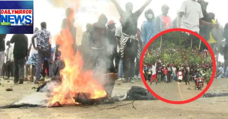 Students of Laikipia University during a protest on March 21, 2026, following the death of their colleague during a hike.