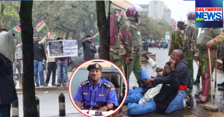 A collage of protests in Nairobi CBD on Tuesday, April 21, 2026, with an insert of Nairobi police boss Issa Mohamud