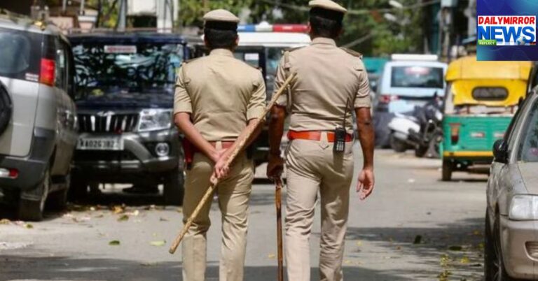 Indian police officers during a patrol.