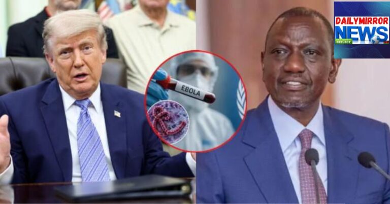 U.S. Activates Domestic Ebola Quarantine Facilities as Kenya Plan Faces Court Block A collage of US President Donald Trump (left), and President William Ruto, with an insert of a medic displaying samples of the Ebola Virus.
