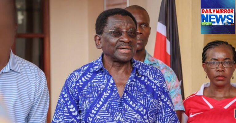 Siaya Governor James Orengo addressing the press on April 11, at the County Headquarters.