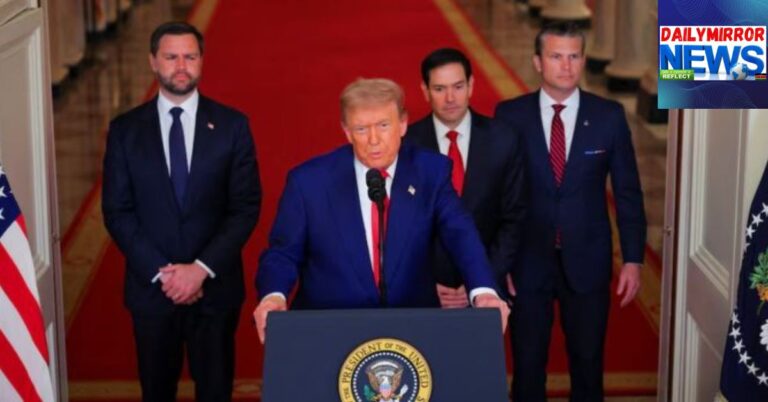 The United States President Donald Trump addressing the press at White House in June 2025.
