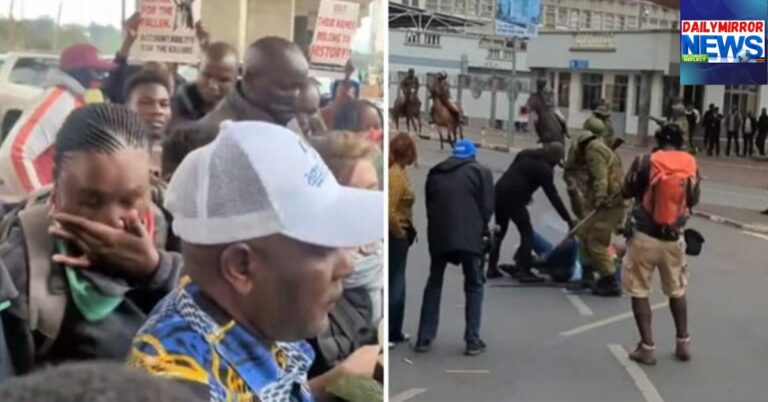 A collage of protestors braving tear gas and police arresting an activist outside Parliament, June 25, 2026.