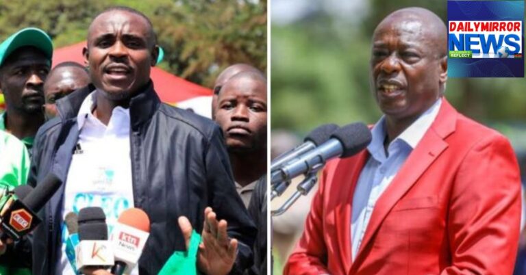 A photo collage of Cleophas Malala (left) and former Deputy President Rigathi Gachagua