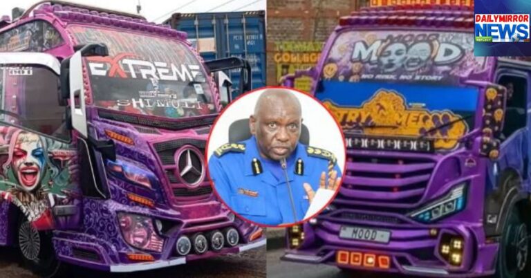 IG Kanja Announces Nationwide Crackdown on Matatus Following Nicco Movers Tragedy An image of Mataus, with an insert of Police Inspector General Douglas Kanja.