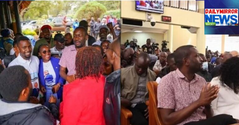 Collage of Nairobi senator Edwin Sifuna and other Linda Mwananchi leaders arriving and inside the AIPCA church in Thika on June 14, 2026
