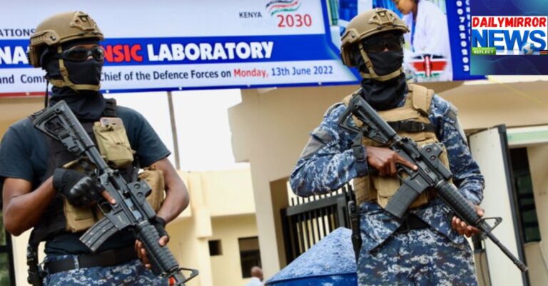 Officers from the Directorate of Criminal Investigations manning the agency's main entrance in Nairobi.