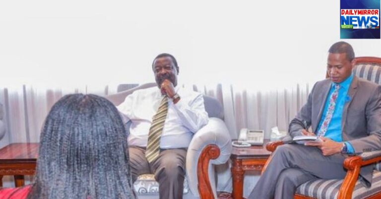 Prime Cabinet Secretary Musalia Mudavadi (left) and his Communications Director, Salim Swaleh during a past meeting on January 26, 2023.