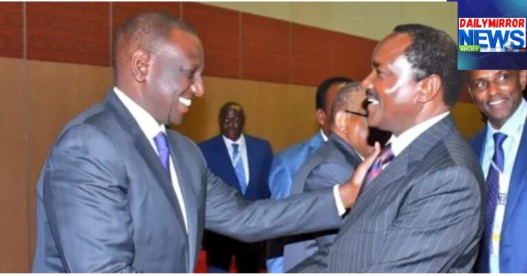 President William Ruto shaking hands with Wiper Party leader Kalonzo Musyoka during a past event