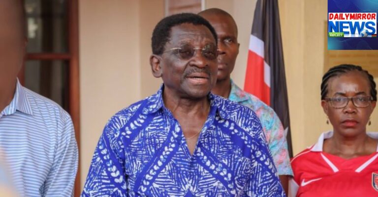 Siaya Governor James Orengo addressing the press on April 11, at the County Headquarters.