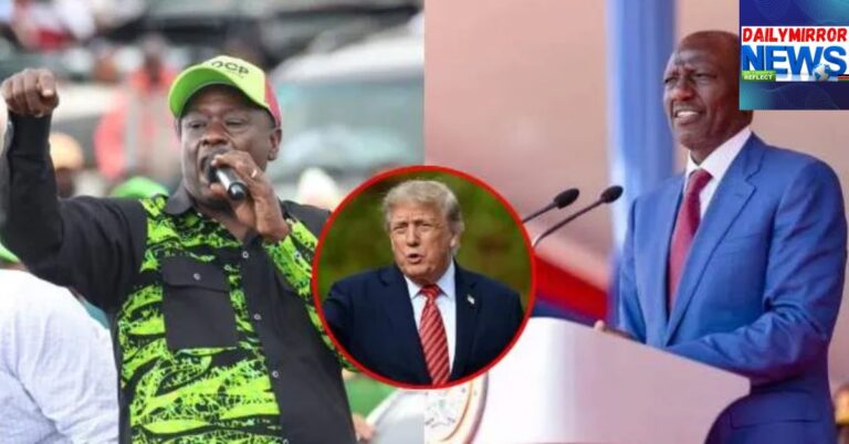 Gachagua Claims Ruto Plans Ksh8.2 Trillion U.S. Minerals Deal A collage of the Democracy for Citizens Party (DCP) leader Rigathi Gachagua (left), President William Ruto (right), and the United States President Donald Trump (Insert).
