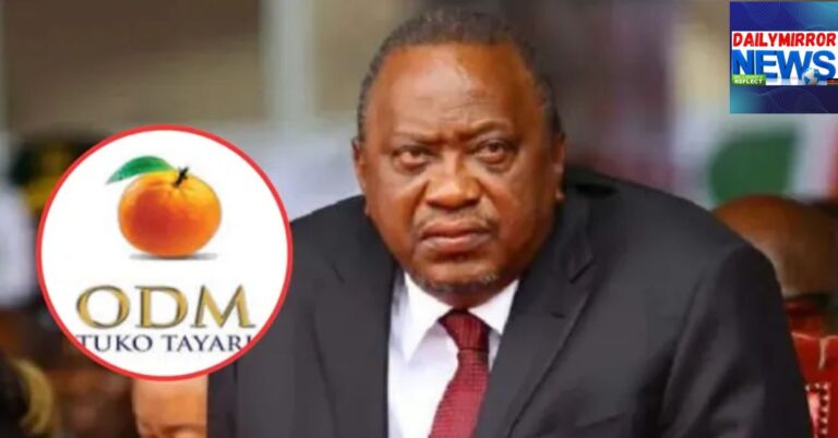 An image of Uhuru with an insert of the Orange Democratic Movement (ODM) logo