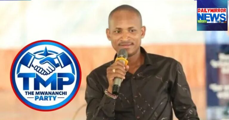 An image of Embakasi East MP Babu Owino with an insert of the Mwananchi Party logo.