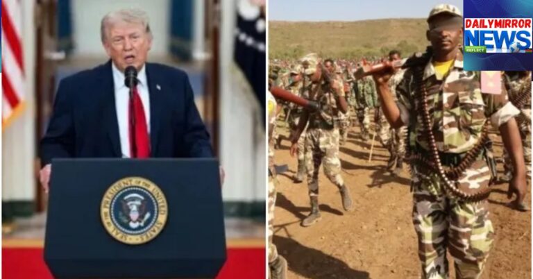 U.S. Advises Citizens to Evacuate 3 Regions in Ethiopia as Fighting Escalates A collage of U.S. President Donald Trump and the Tigray Defence Forces.