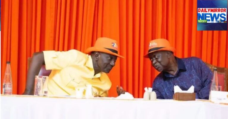 President William Ruto, alongside ODM Party leader Oburu Oginga, during the ODM 20th anniversary celebrations in Mombasa on Saturday, November 15