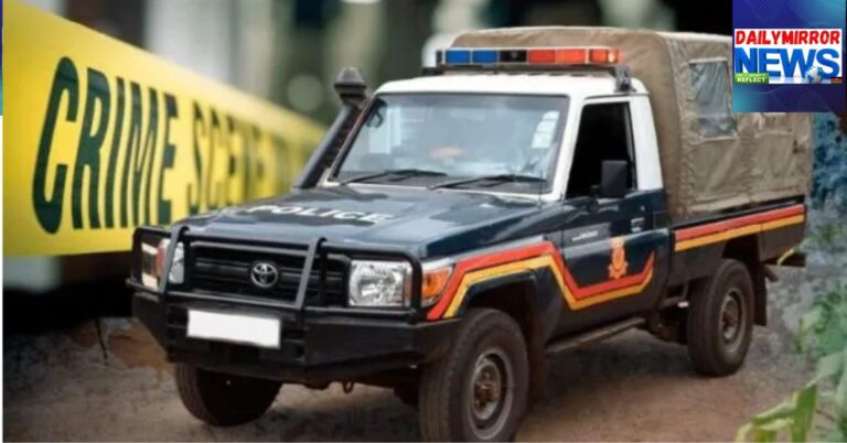 An undated image of a police vehicle at a crime scene