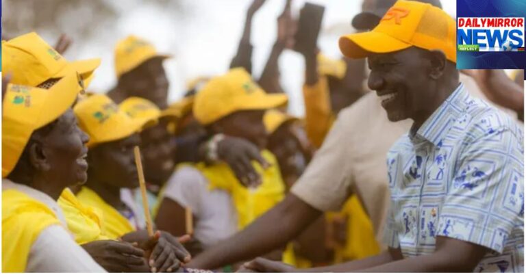 President William Ruto interacts with his supporters during a tour of Baringo County on October 13, 2026